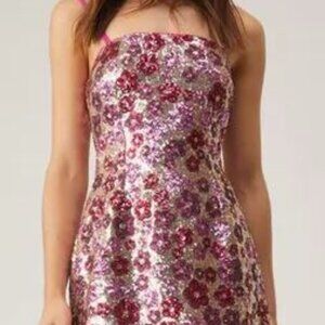 Nasty Gal Sequin Floral Mini Dress